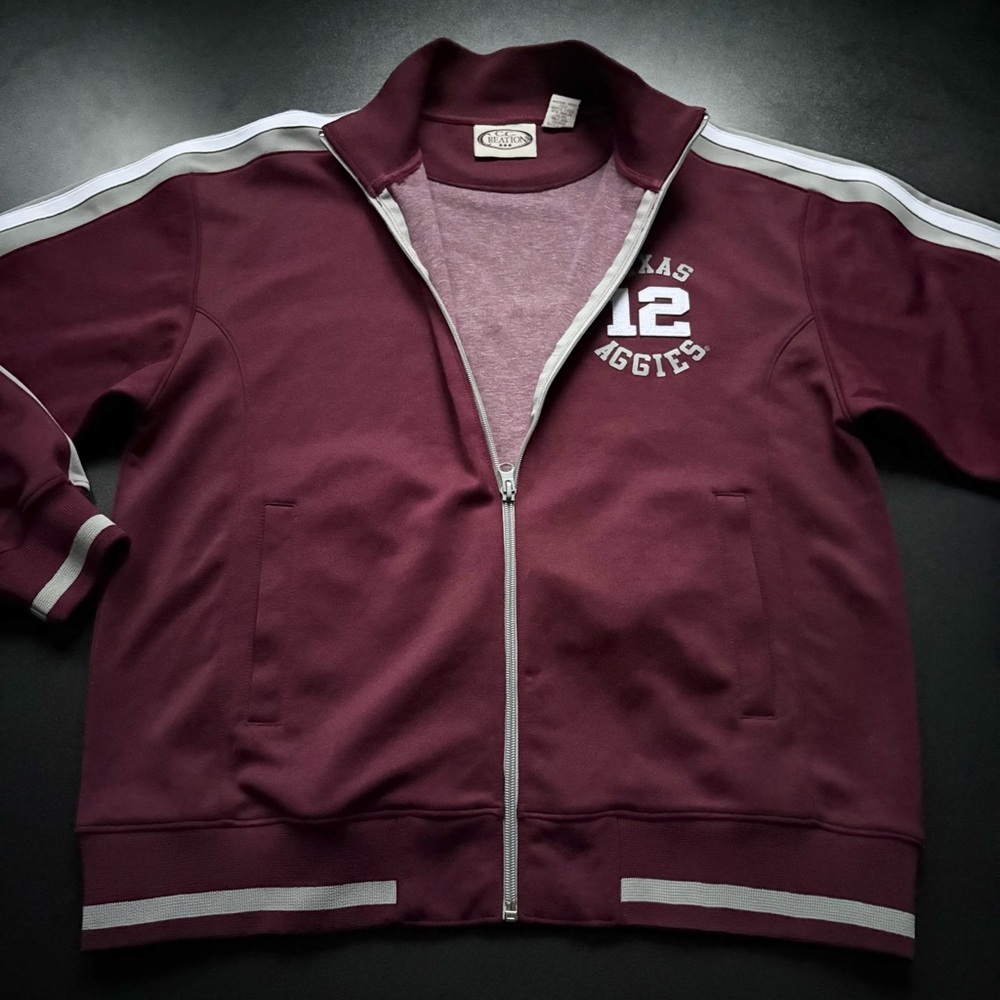 Vintage ‎ Texas A&M Aggies adult small Full Zip Maroon track Jacket #12 varsity